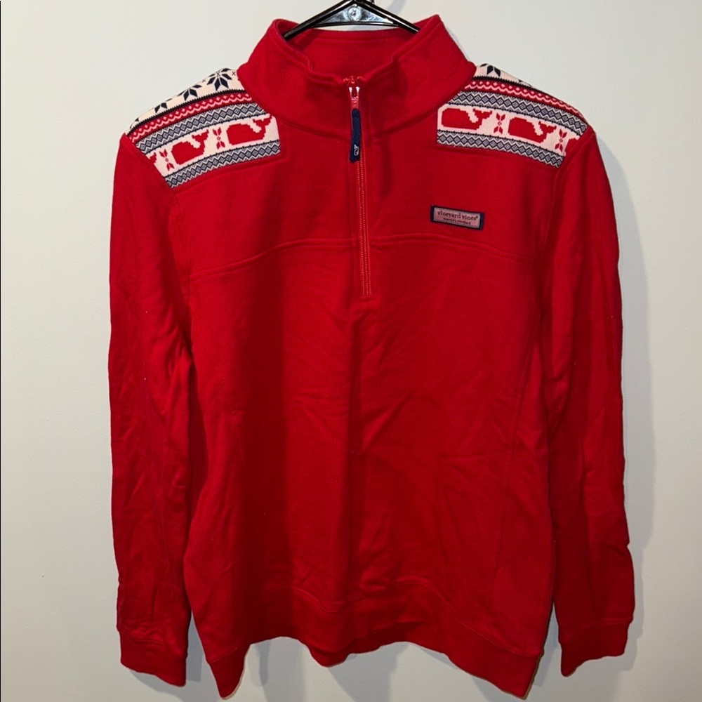Women’s Vineyard Vines Red Quarter-Zip Sweater